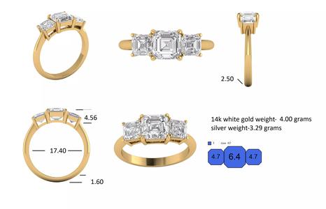 3DM custom vintage three stone ring for women