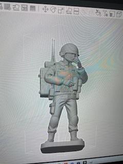 3D Model Soldier with Radio Rucksack : Wargame STL
