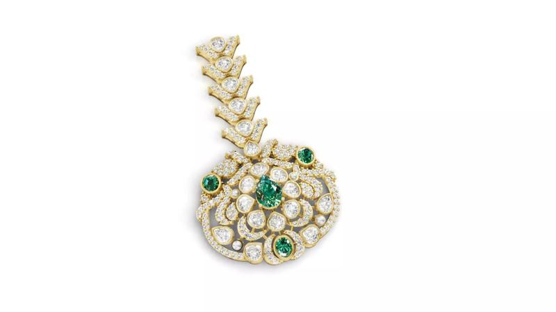 antique kundan  brooche  for woman with all render details