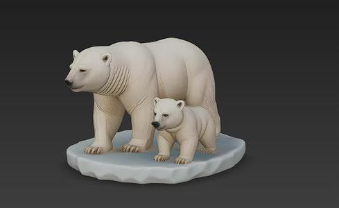 DBX Polar Bear Stl Glb for 3D Printer