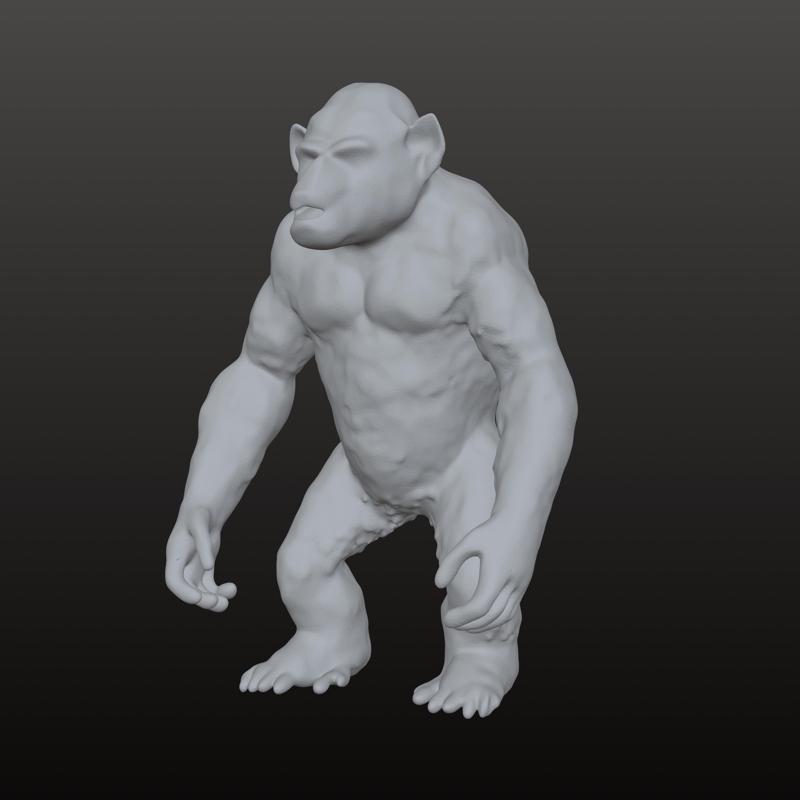 Ape Base Mesh OBJ 3D Model – Raw Editable Evolution March Primate for Practice, Kitbash & Sculpting (Base Model)