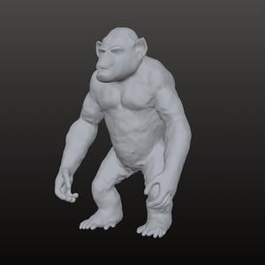 Ape Base Mesh OBJ 3D Model – Raw Editable Evolution March Primate for Practice, Kitbash & Sculpting (Base Model)