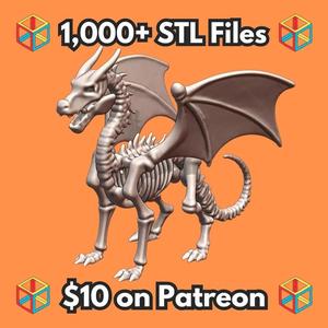 28mm DND Fiendish Undead Skeletal Dragon Fantasy Miniature MineeForm FDM 3D Print STL File   
