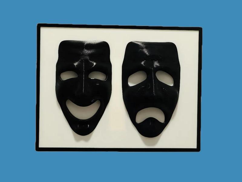 Comedy & Tragedy Masks mounted on Picture Frame   