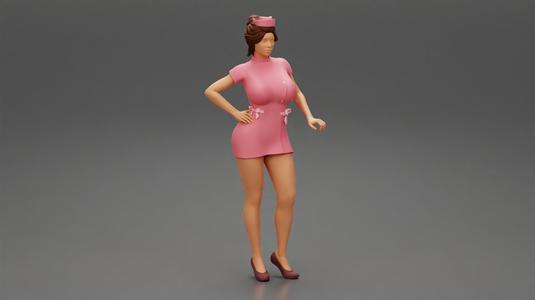 sexy nurse standing in a pink outfit