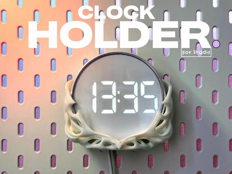 Clock holder   (for IKEA Skadis Pegboard)   