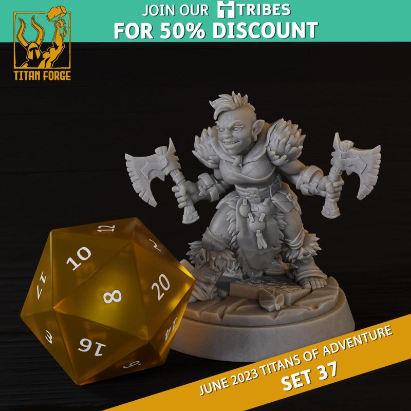 Dwarf Female Barbarian - RPG Hero Character D&D 5e - Titans of Adventure Set 37