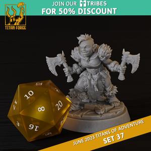 Dwarf Female Barbarian - RPG Hero Character D&D 5e - Titans of Adventure Set 37