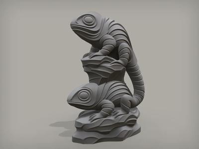 Leguane, Paar, Skulptur   