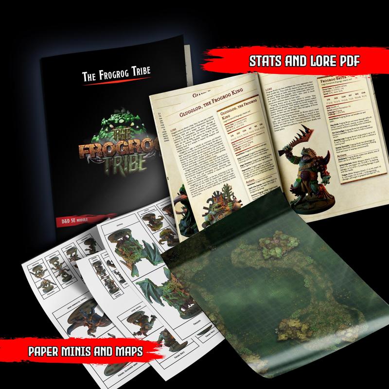  The Frogrog Tribe : Monster Templates, Paper miniatures & Battle Maps