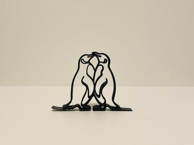Penguin couple - Line art