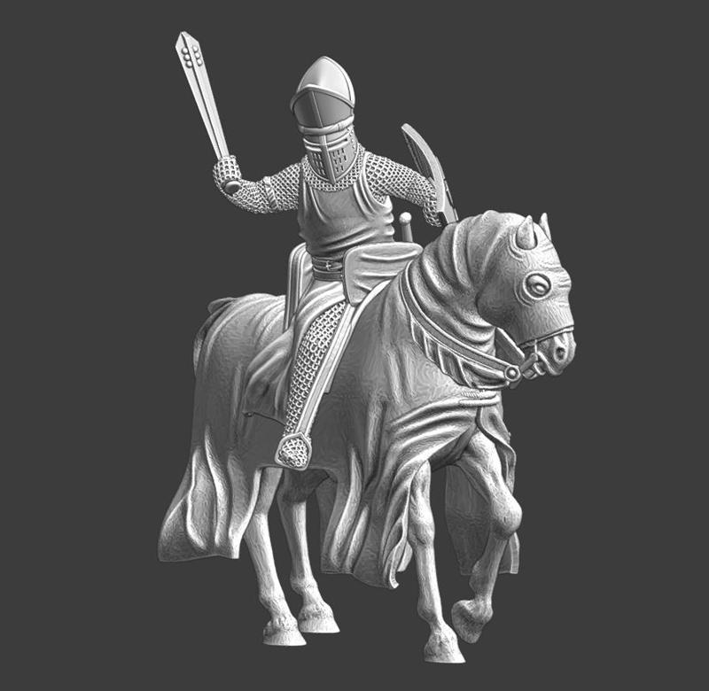 Historical miniature - Mounted bishop with barmace