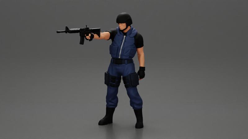 Military precision A man with tactical mastery holding a gun with one hand aimed at the enemy