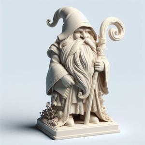 414 Fairy Tale Gnome - Full-Body Figurine on Base, character, monster, animal, statue, low poly, creature, sculpture, fantasy, art, wood, base, sword, warrior, wild, dog, dragon, dnd, cat, monster hunter