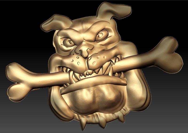 bulldog with bone art cnc
