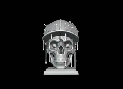 Skull in a Hat I170 Gift Bust Figure Unique & Detailed 3D Print Model