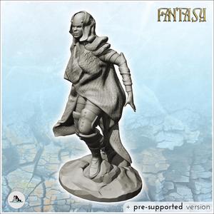 Horned woman with running sheepskin (3) - Medieval Fantasy Magic Feudal Old Archaic Saga 28mm 15mm