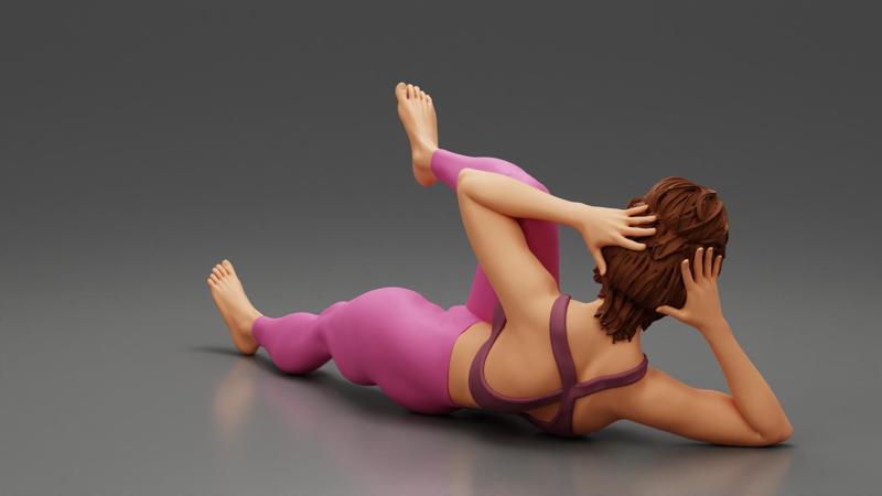 Woman Yoga Doing Obliques up Pilates