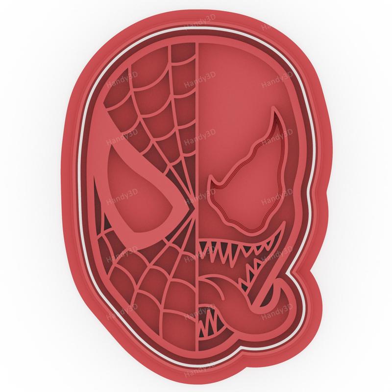 Spider-Man and Venom Split Face Cookie Cutter & Stamp - 9 cm