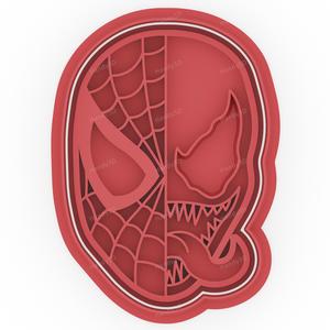 Spider-Man and Venom Split Face Cookie Cutter & Stamp - 9 cm