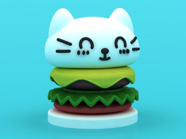 Introducing the Adorable Kawaii Cat Dismantlable Burger - A Fun and Whimsical 3D Printing Project!