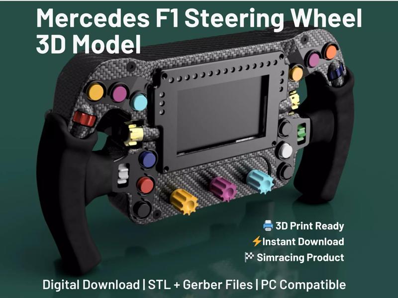 Mercedes-AMG F1 Steering Wheel 3D Model STL W14 SimRacing Wheel