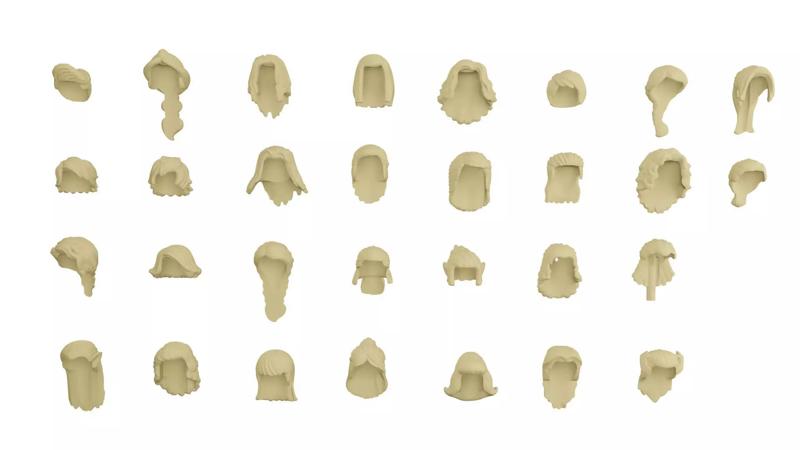 TwindBricks3D - Minifigure Hair pack 8