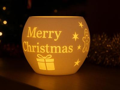 LED Tealight Holder "Merry Christmas"