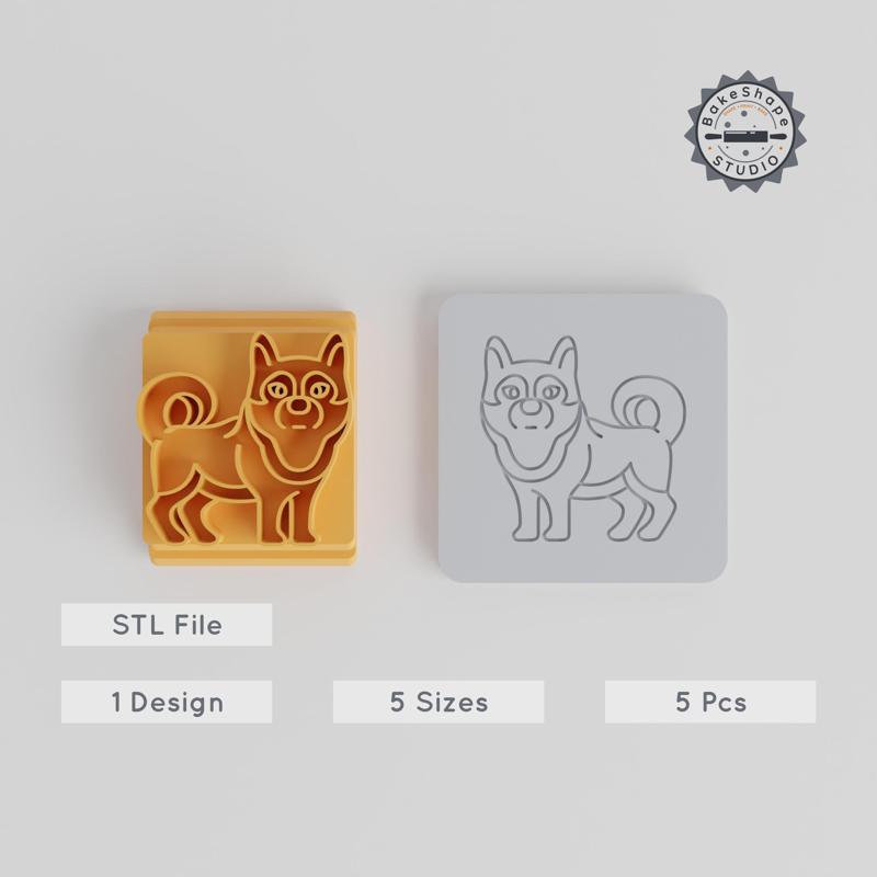 Siberian Husky Stamp Tile Set, 5 Sizes for Clay, Cookies & Fondant, Animal Motif, Wolf-Like Dog Design PRODUCT_5381