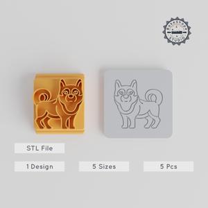 Siberian Husky Stamp Tile Set, 5 Sizes for Clay, Cookies & Fondant, Animal Motif, Wolf-Like Dog Design PRODUCT_5381