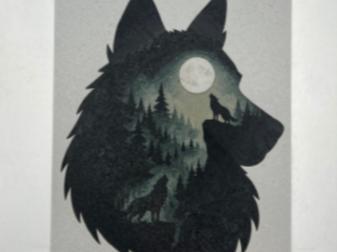 Howling Wolf Silhouette  – Moonlit Forest Wall Art