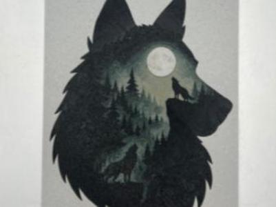 Howling Wolf Silhouette  – Moonlit Forest Wall Art