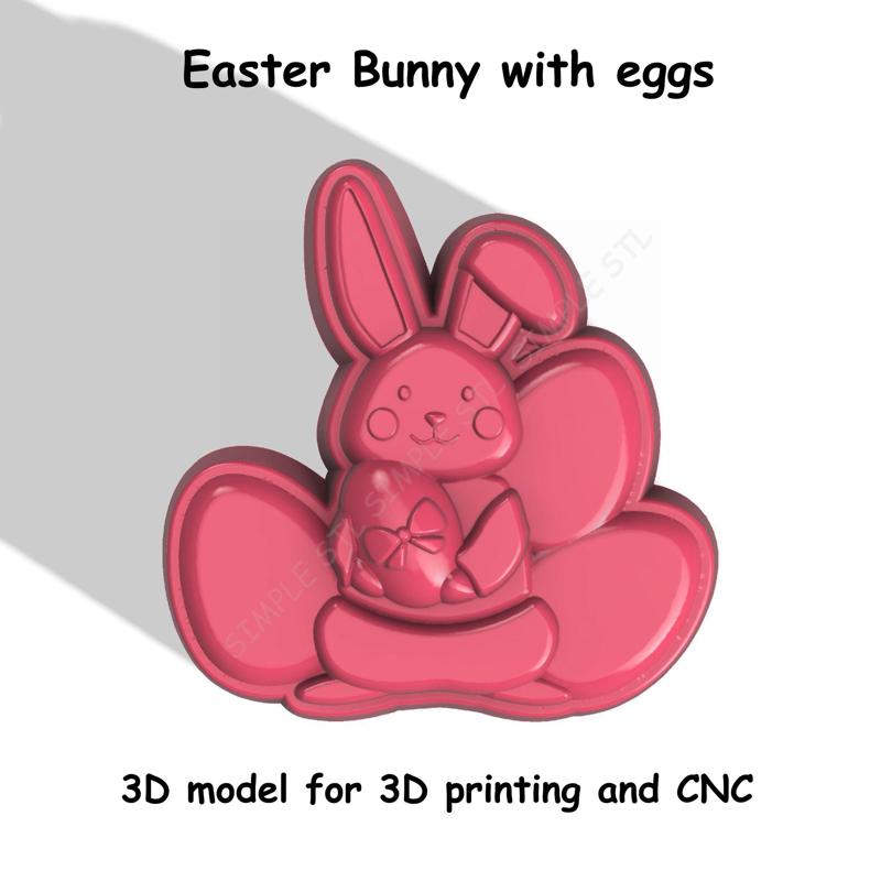 Easter Bunny with eggs Stl File