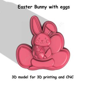 Easter Bunny with eggs Stl File