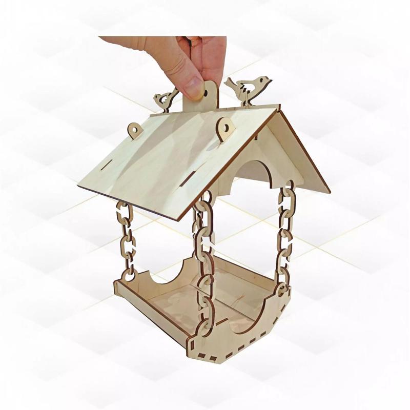 Unique Bird feeder with chain garden decor design laser cutting