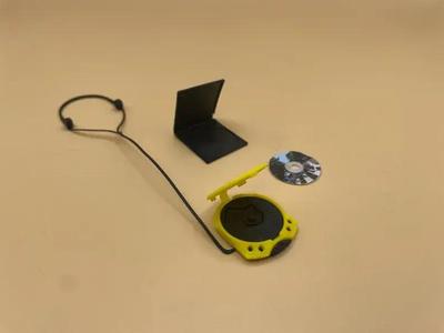 Miniature CD Player Set 3D STL – 1:6 Scale Walkman, Headphones, CD & Case for Action Figures, Digital File for 3D Printing, License