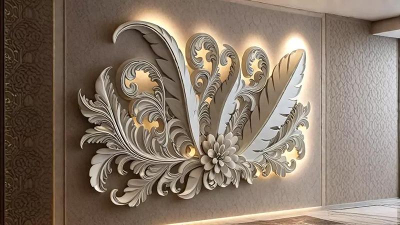 Modern Relief Wall Mural Decor CNC 3D Print 03