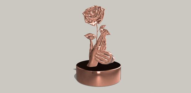 Hands holding each other and a rose sculpture, Love gift, engagement gift, marriage, proposal, Valentine's Day gift, romantic,  anniversary gift