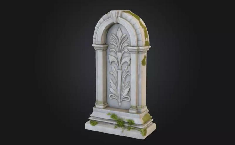 Ancient Stone Pedestal with Floral Relief