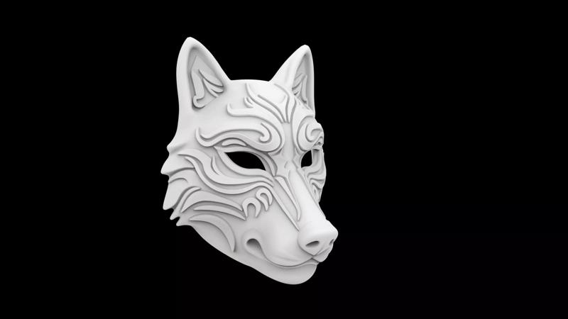 Tribal Wolf Mask for 3D Print