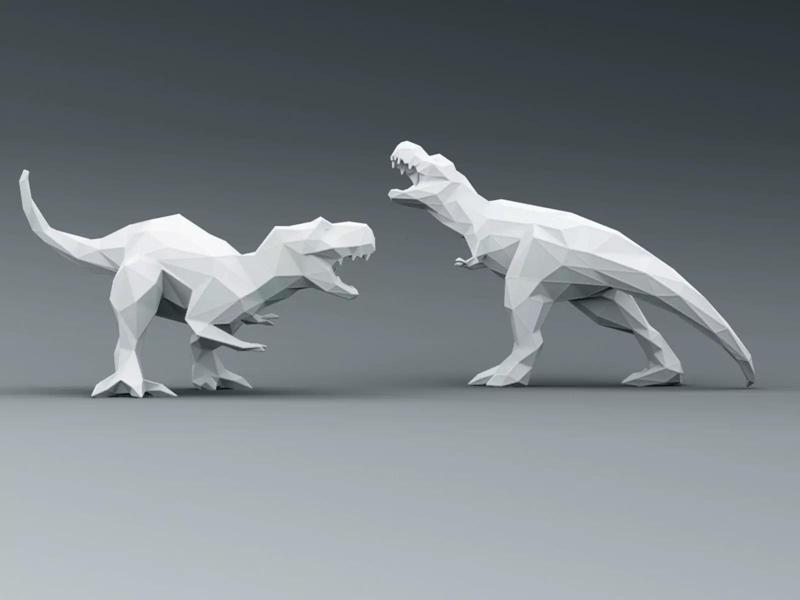 3D PRINTED MODEL T-REX -Line-triangulate-style