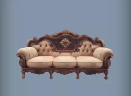Ornate vintage sofa with tufted cushions 3d Model