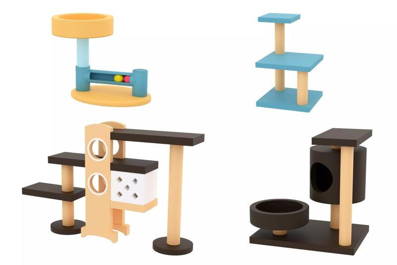 Set of Cat Furniture Tree House Cat Playhouse Condo Cat toy