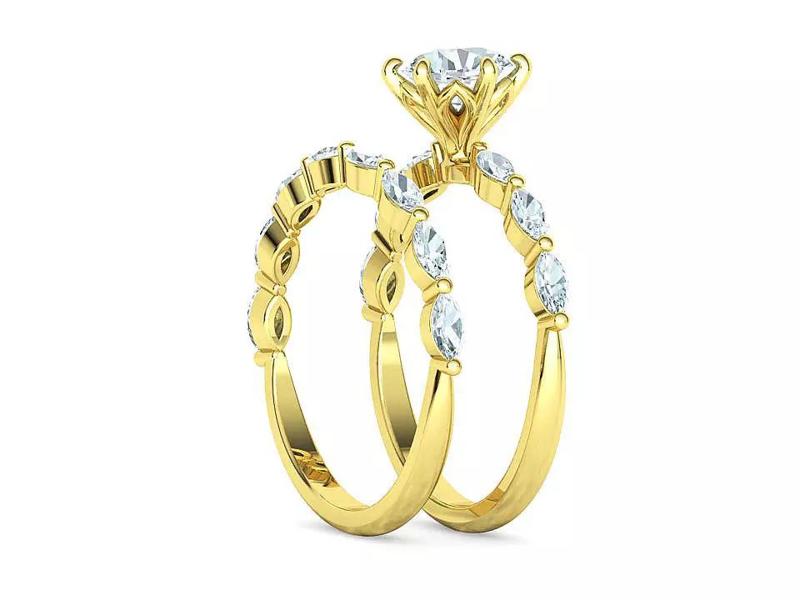 Bridal Set 1ct Engagment ring and stackable band  3D Model Collection