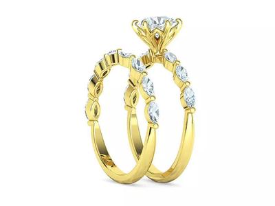 Bridal Set 1ct Engagment ring and stackable band  3D Model Collection
