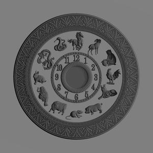 chinese zodiac clock stl cnc design