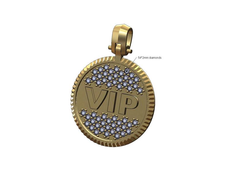 VIP diamond iced fluted bezel pendant with bail 3D print model