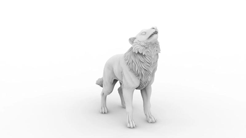 Wolf Howling 3D Sculpture Model