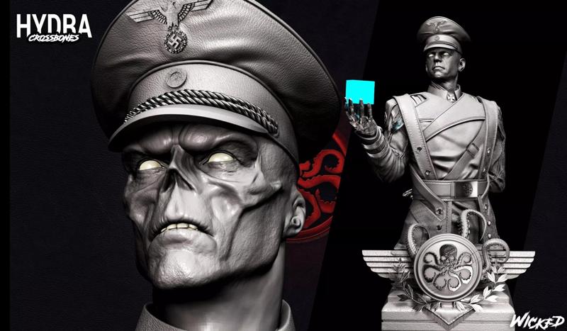 Wicked Red Skull Bust ready for 3d printing