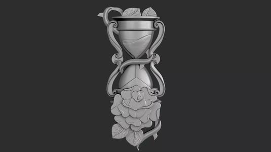 STL models for 3D printing and CNC Hourglass with rose